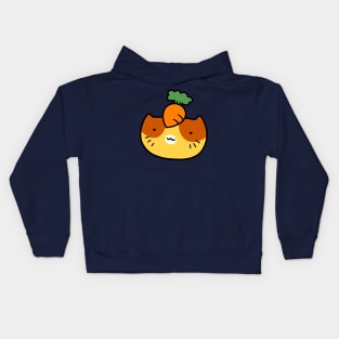 Carrot Tabby Cat Face Kids Hoodie